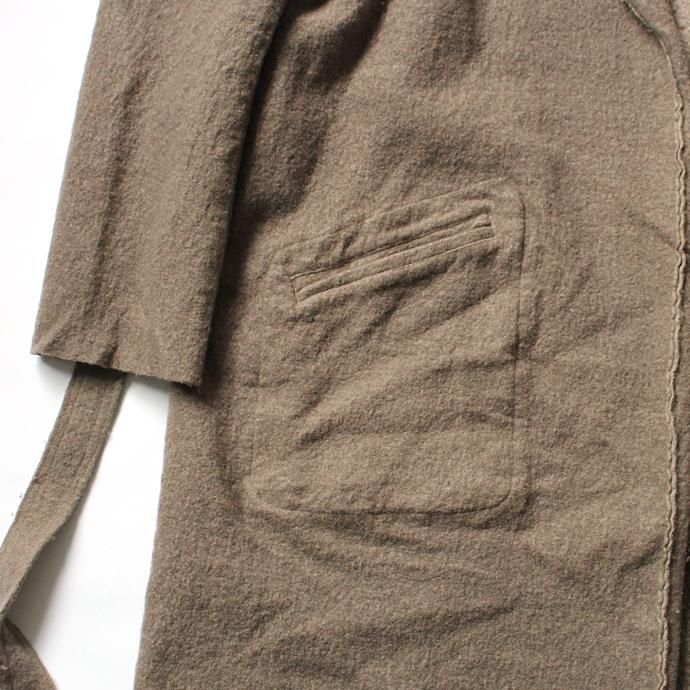 blurhms BHS-C17FW06 Shrink Cotton-Wool Roll Coat - Grey Beige 圧縮ウール/コットン ガウンコート ベージュ 02
