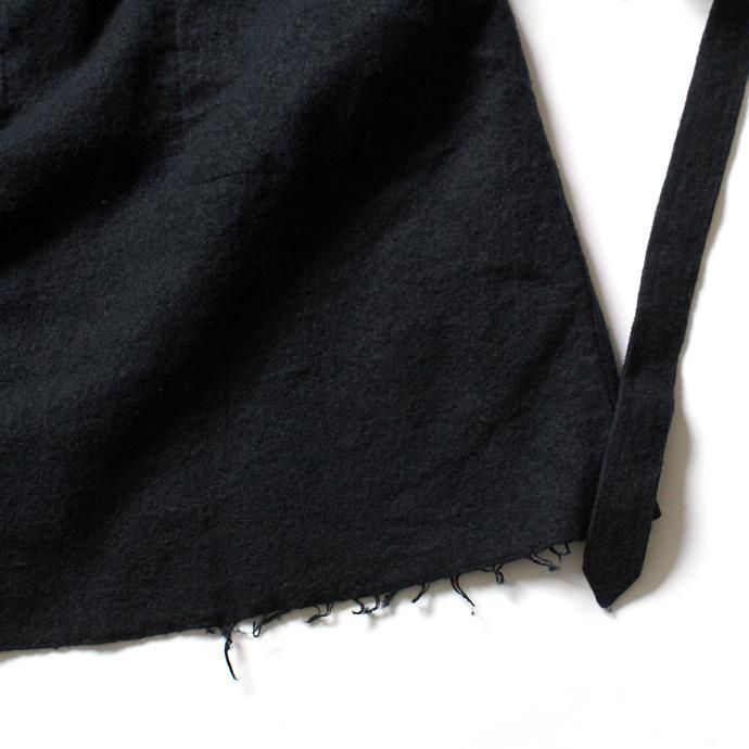 blurhms BHS-C17FW06 Shrink Cotton-Wool Roll Coat - Black Navy 圧縮ウール/コットン ガウンコート ネイビー 02