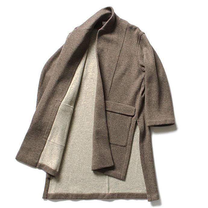 124034304 THEE(シー)/ w-face knit gown coat ダブルフェイスニットガウンコート DF-CO-02 Brown 02