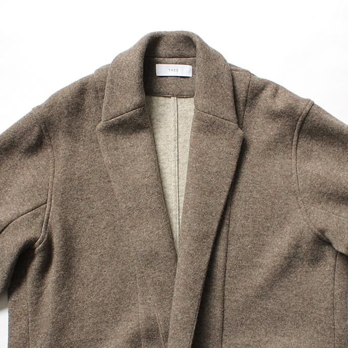 124034304 THEE(シー)/ w-face knit gown coat ダブルフェイスニットガウンコート DF-CO-02 Brown 02