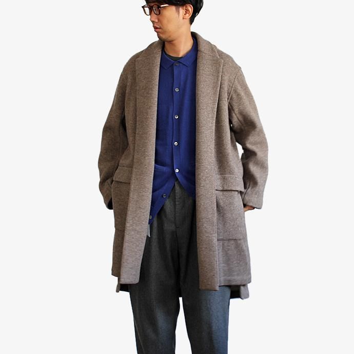 124034304 THEE(シー)/ w-face knit gown coat ダブルフェイスニットガウンコート DF-CO-02 Brown 02