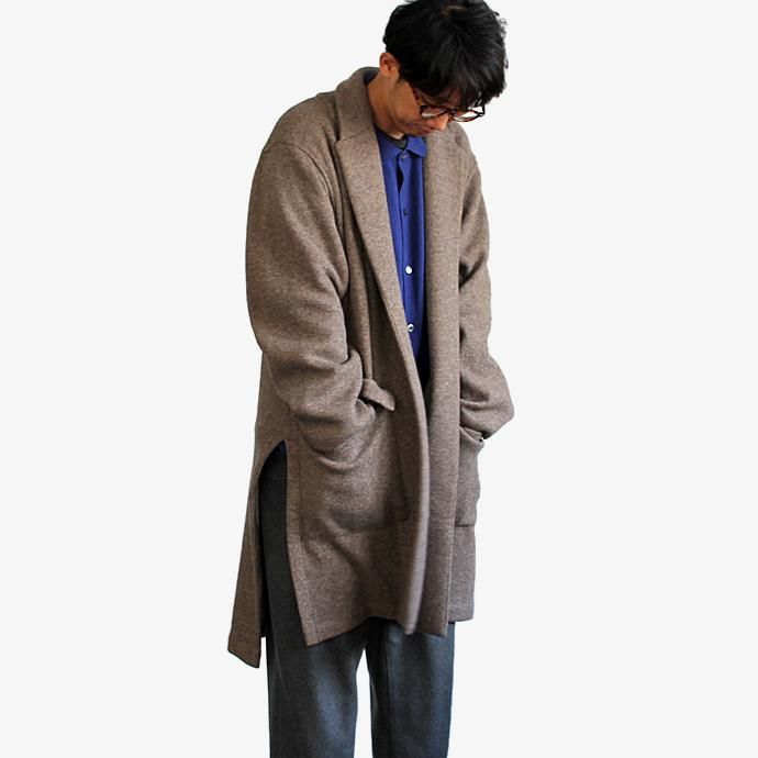 124034304 THEE(シー)/ w-face knit gown coat ダブルフェイスニットガウンコート DF-CO-02 Brown 02
