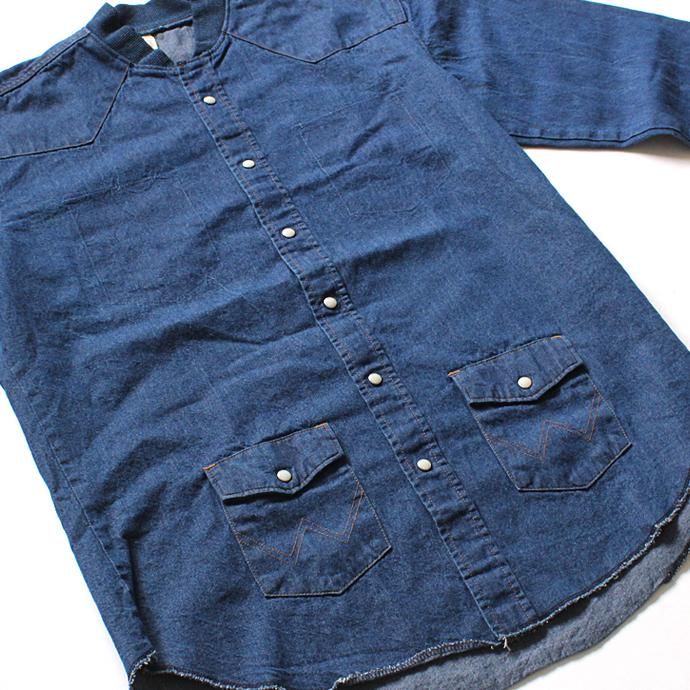 125482111 Hexico / Deformer Ex. Wrangler Indigo Rib リメイクデニムウエスタンシャツ 02 02