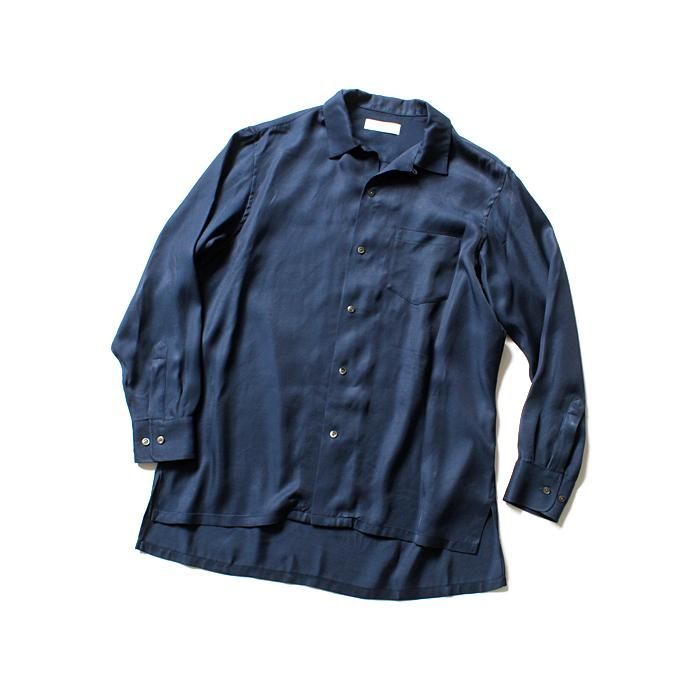 127467155 THEE(シー)/ open collar shirts LR-SH-01 レーヨンオープンカラーシャツ Navy 01