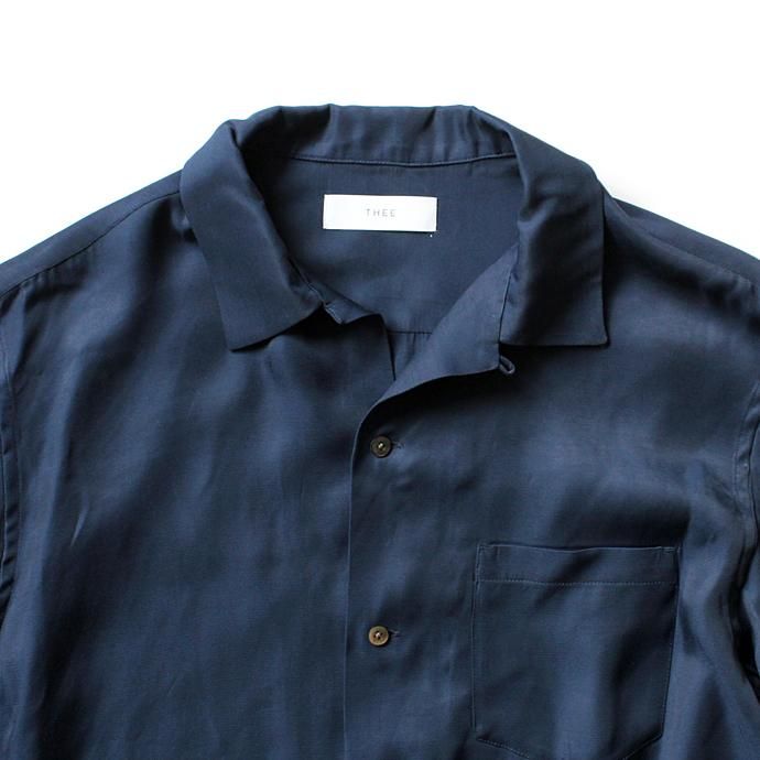 127467155 THEE(シー)/ open collar shirts LR-SH-01 レーヨンオープンカラーシャツ Navy 02