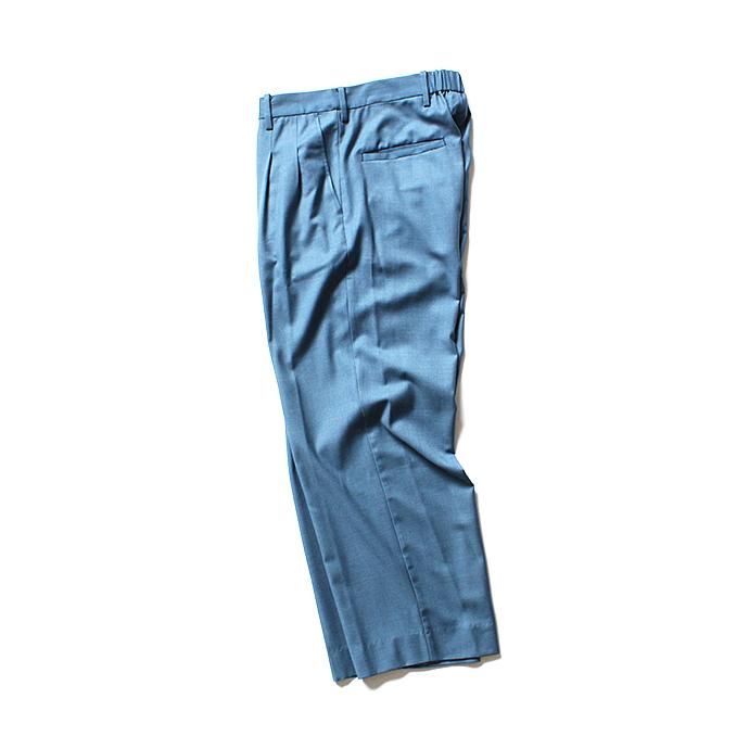 127469442 THEE(シー)/ 2tuck wide ツータックワイドパンツ TR-PT-01 Blue SS18<img class='new_mark_img2' src='//img.shop-pro.jp/img/new/icons47.gif' style='border:none;display:inline;margin:0px;padding:0px;width:auto;' /> 01