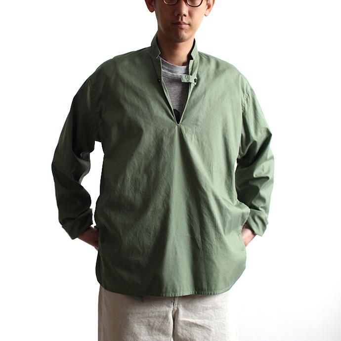 blurhms Soft Ox Tailored Pullover Shirt BHS-18SS008 - Ash Khaki 01