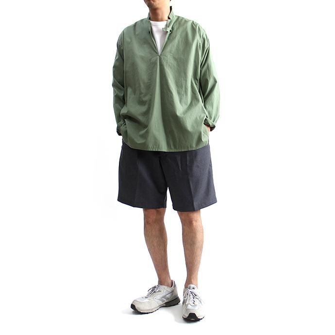 blurhms Soft Ox Tailored Pullover Shirt BHS-18SS008 - Ash Khaki 02