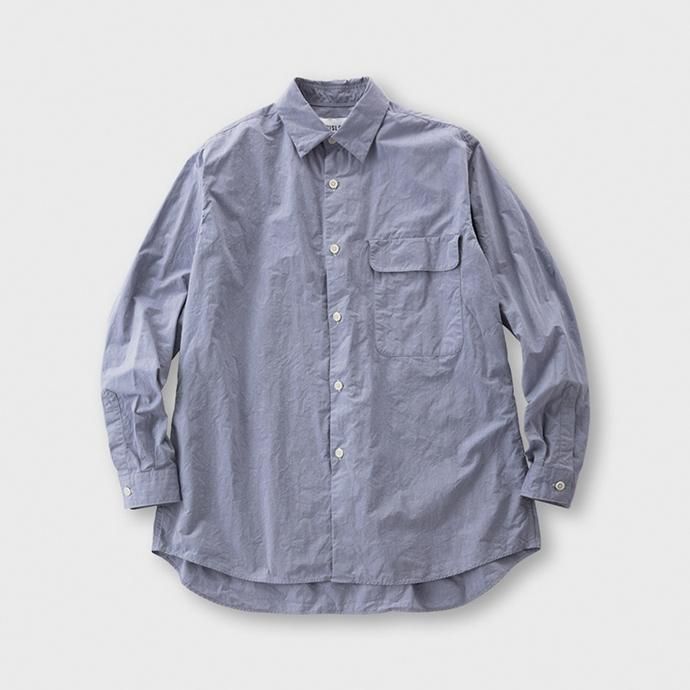 WISLOM HENRI ベーシックシャツ - POPLIN ブルー 01