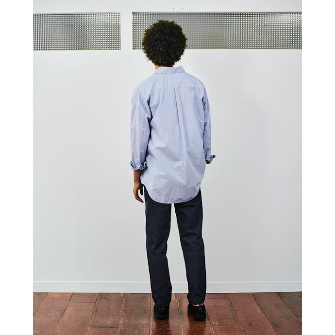 WISLOM HENRI ベーシックシャツ - POPLIN ブルー 02