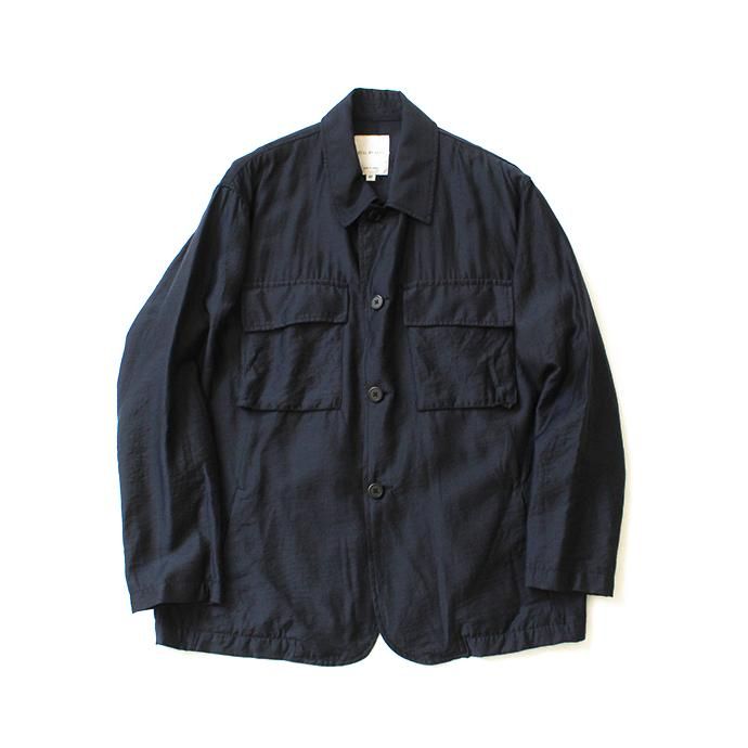 STILL BY HAND BDUディテールシャツジャケット BL0181 - ネイビー 01