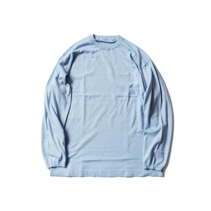 130068686 crepuscule / knit tee L/S ロングスリーブ ニットTシャツ 1801-007 - Sax 01