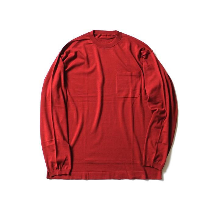 crepuscule knit tee L/S ロングスリーブ ニットTシャツ 1801-007 - Red 01