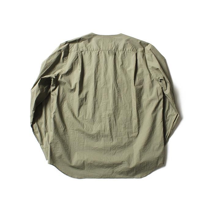 STILL BY HAND SH0782 ノーカラーシャツ - Olive 02