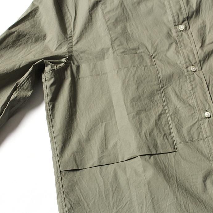 STILL BY HAND SH0782 ノーカラーシャツ - Olive 02