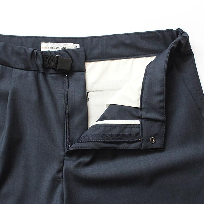 STILL BY HAND PT0682 サマーウール イージーショーツ - Navy 02