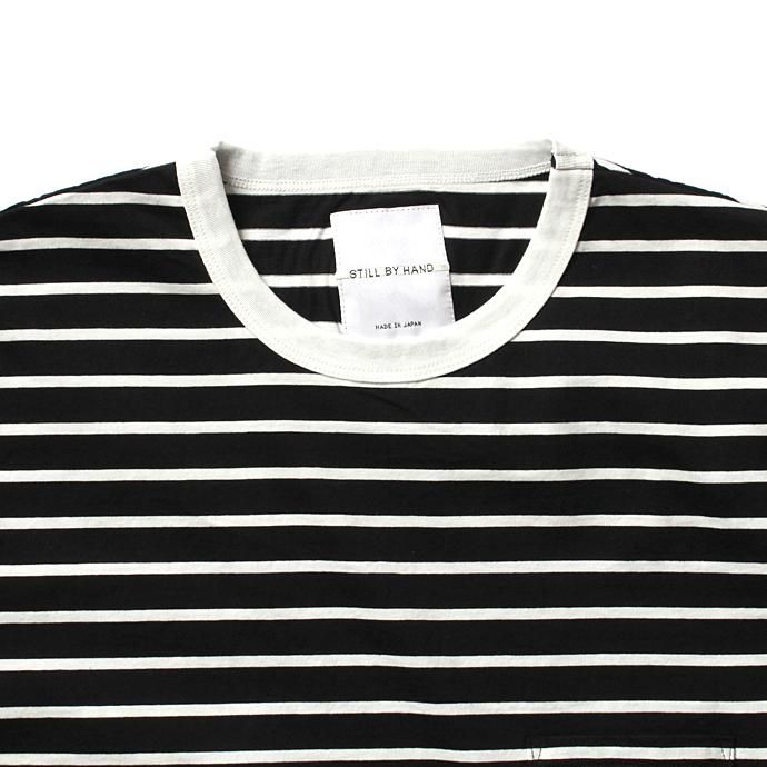 STILL BY HAND CS0782 ボーダー ポケットTシャツ - BLK×OFF<img class='new_mark_img2' src='//img.shop-pro.jp/img/new/icons47.gif' style='border:none;display:inline;margin:0px;padding:0px;width:auto;' /> 02