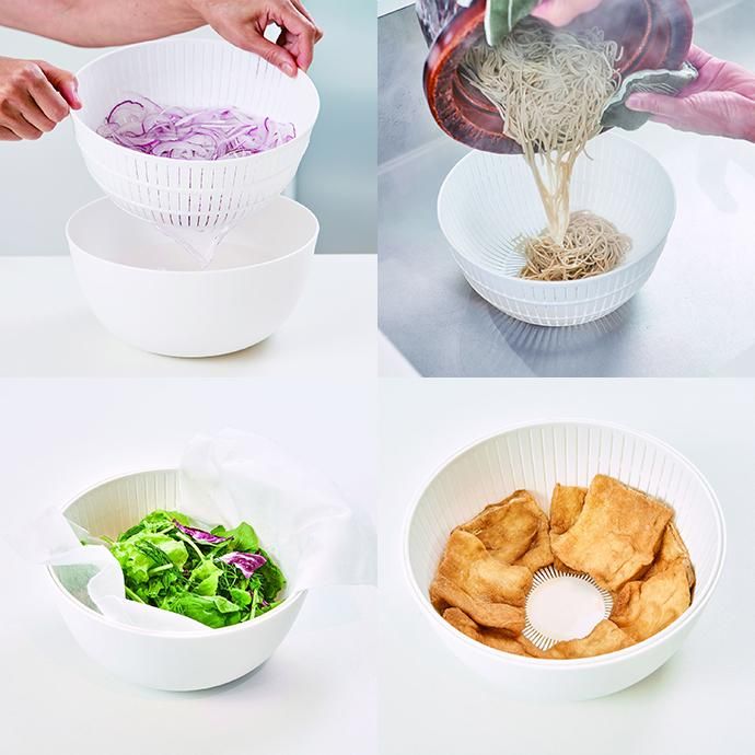 133931581 like-it / Colander & Bowl 米とぎにも使えるザルとボウル - ホワイト 02