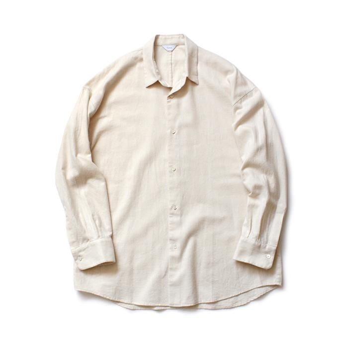 127467155 THEE(シー)/ FL-T-SH-01 stitching shirts - CREAM フランネルシャツ クリーム 01