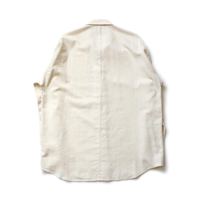 127467155 THEE(シー)/ FL-T-SH-01 stitching shirts - CREAM フランネルシャツ クリーム 02