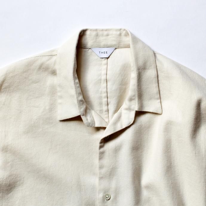 127467155 THEE(シー)/ FL-T-SH-01 stitching shirts - CREAM フランネルシャツ クリーム 02