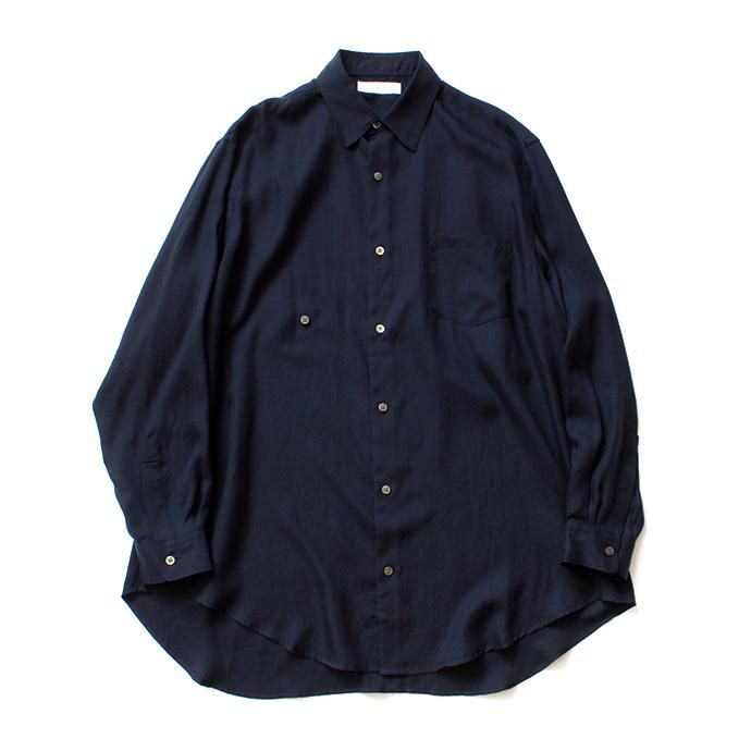 134583589 THEE(シー)/ RV-SH-03 drape double one button shirts - NAVY ダブルシャツ ネイビー 01
