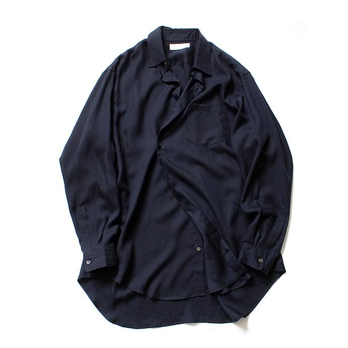 134583589 THEE(シー)/ RV-SH-03 drape double one button shirts - NAVY ダブルシャツ ネイビー 02