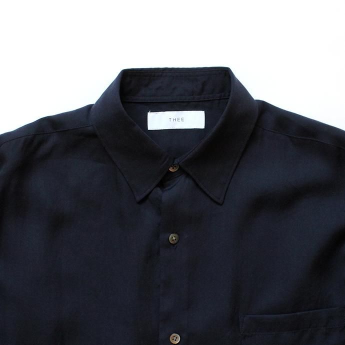 134583589 THEE(シー)/ RV-SH-03 drape double one button shirts - NAVY ダブルシャツ ネイビー 02