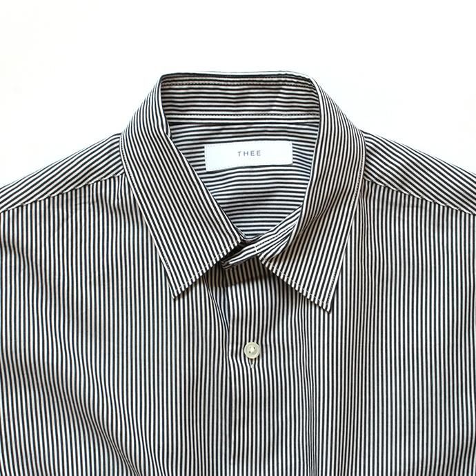 134583731 THEE(シー)/ RV-SH-03 drape double one button shirts - BLACK STRIPE ダブルシャツ ブラックストライプ 02