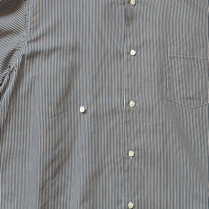 134583731 THEE(シー)/ RV-SH-03 drape double one button shirts - BLACK STRIPE ダブルシャツ ブラックストライプ 02
