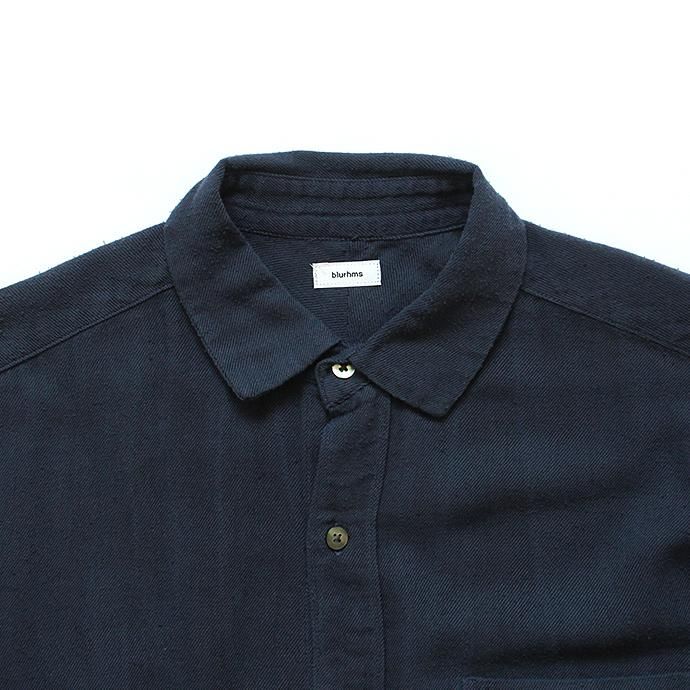 134585060 blurhms / Rough Silk Cotton Shirt - Navy BHS-18AW007SLK 02