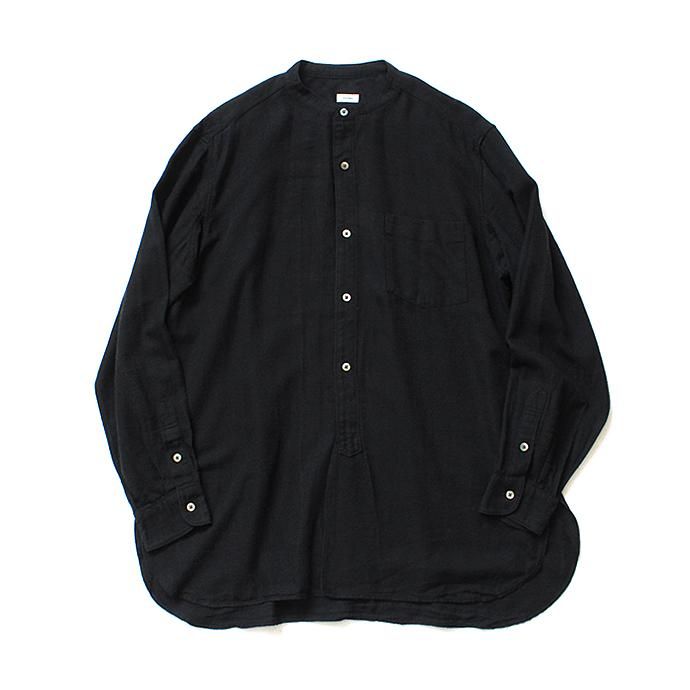 134585210 blurhms / Rough Silk Cotton Band Collar Shirt - Black BHS-18AW008SLK 01