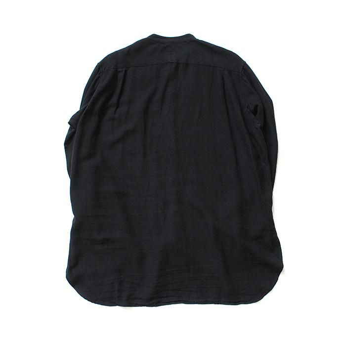 134585210 blurhms / Rough Silk Cotton Band Collar Shirt - Black BHS-18AW008SLK 02