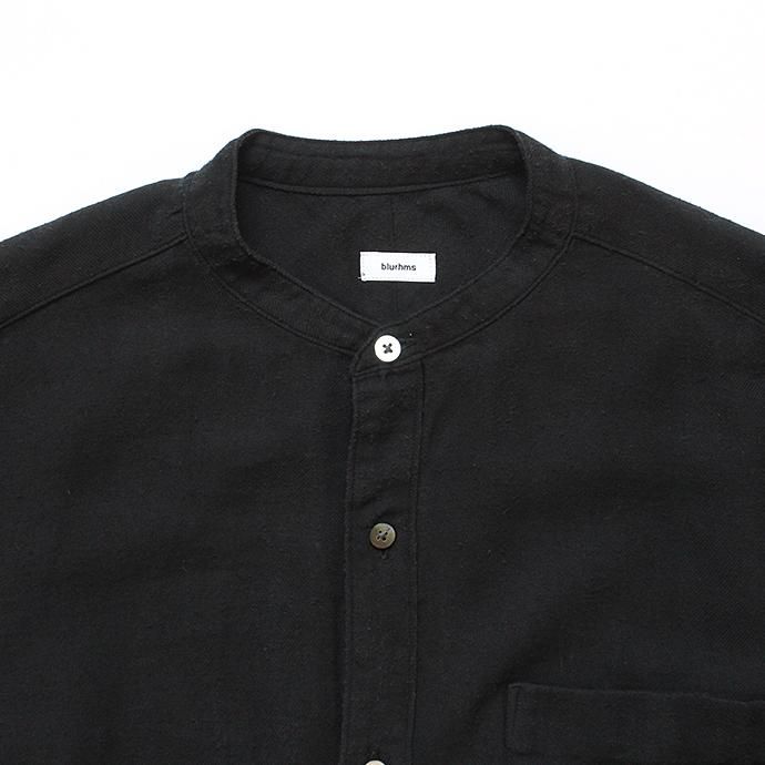 134585210 blurhms / Rough Silk Cotton Band Collar Shirt - Black BHS-18AW008SLK 02