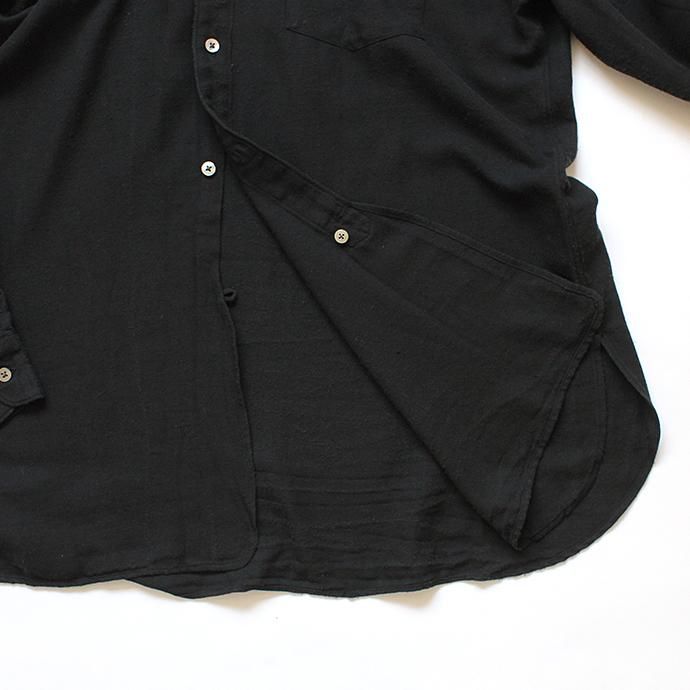 134585210 blurhms / Rough Silk Cotton Band Collar Shirt - Black BHS-18AW008SLK 02
