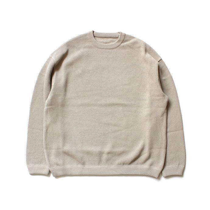 134654031 crepuscule / moss stitch L/S sweat 鹿の子編みクルーネックプルオーバー 1803-001 Beige 01