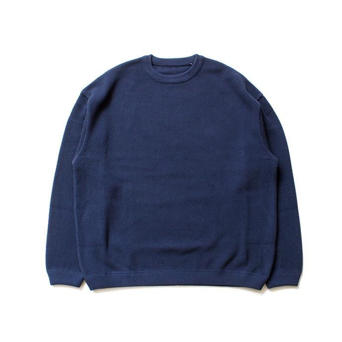 134654241 crepuscule / moss stitch L/S sweat 鹿の子編みクルーネックプルオーバー 1803-001 Blue 01
