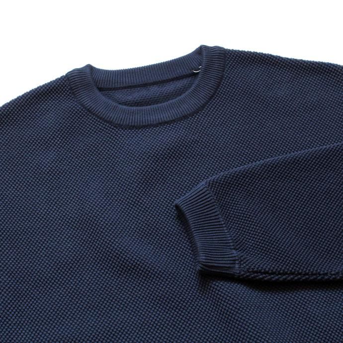 134654241 crepuscule / moss stitch L/S sweat 鹿の子編みクルーネックプルオーバー 1803-001 Blue 02