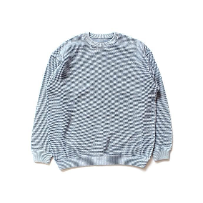 134654740 crepuscule / stone wash moss stitch L/S sweat ストーンウォッシュ鹿の子編みクルーネックプルオーバー 1803-003 Bluegray 01