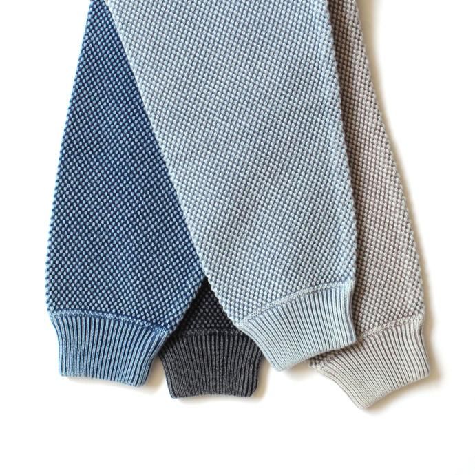 134654740 crepuscule / stone wash moss stitch L/S sweat ストーンウォッシュ鹿の子編みクルーネックプルオーバー 1803-003 Bluegray 02