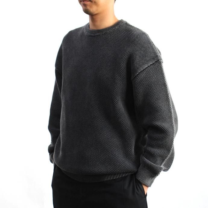 134654740 crepuscule / stone wash moss stitch L/S sweat ストーンウォッシュ鹿の子編みクルーネックプルオーバー 1803-003 Bluegray 02