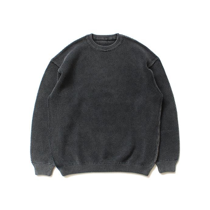 134654764 crepuscule / stone wash moss stitch L/S sweat ストーンウォッシュ鹿の子編みクルーネックプルオーバー 1803-003 Black 01