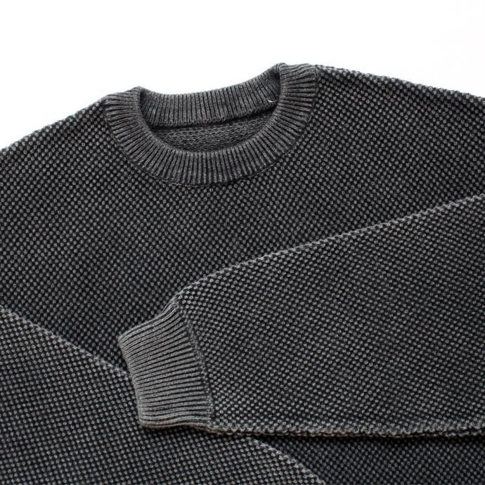 134654764 crepuscule / stone wash moss stitch L/S sweat ストーンウォッシュ鹿の子編みクルーネックプルオーバー 1803-003 Black 02