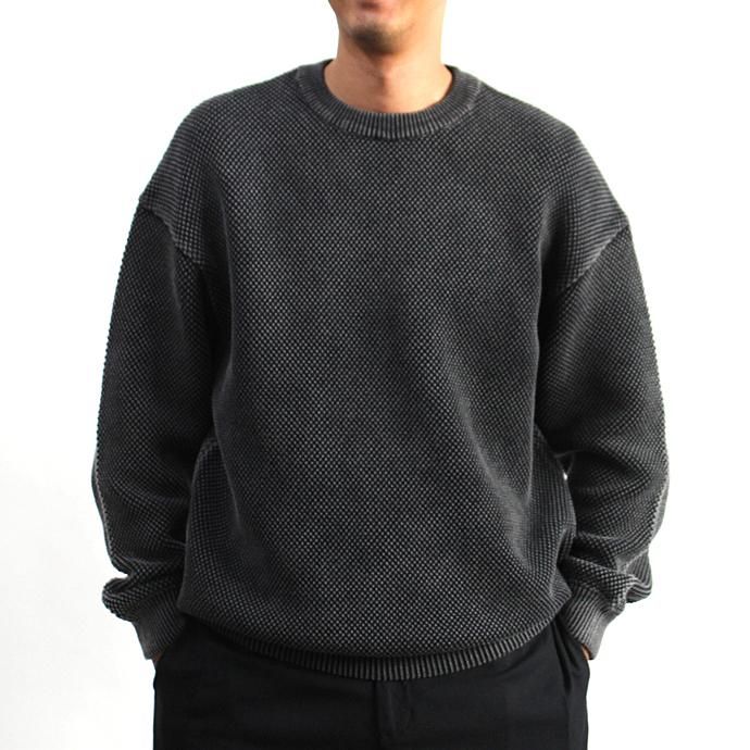 134654764 crepuscule / stone wash moss stitch L/S sweat ストーンウォッシュ鹿の子編みクルーネックプルオーバー 1803-003 Black 02
