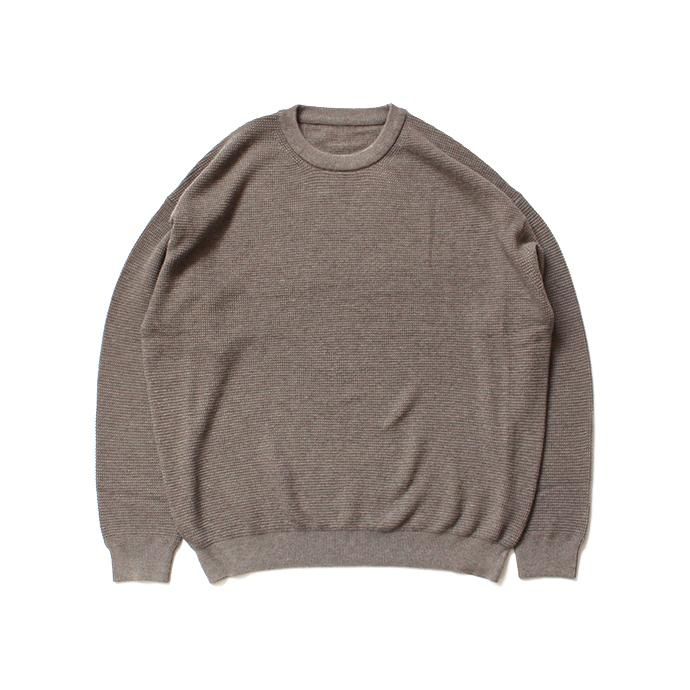 134663798 crepuscule / wool waffle crewneck P/O ウールワッフルクルーネックプルオーバー 1803-007 Brown 01