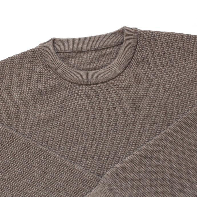 134663798 crepuscule / wool waffle crewneck P/O ウールワッフルクルーネックプルオーバー 1803-007 Brown 02