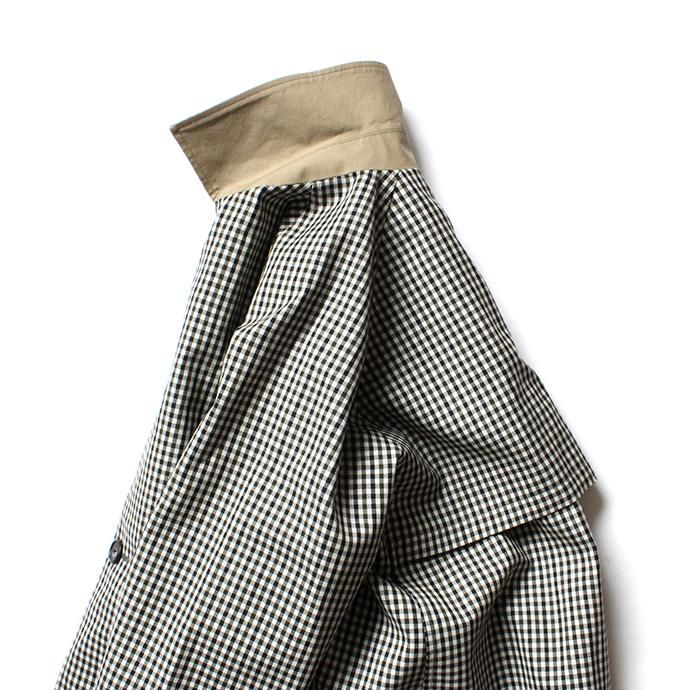 134896120 STILL BY HAND / CO0183 撥水リバーシブルコート - Green Gingham/Beige 02