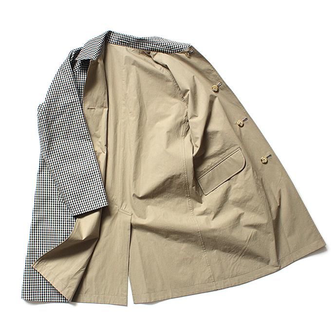 134896120 STILL BY HAND / CO0183 撥水リバーシブルコート - Green Gingham/Beige 02