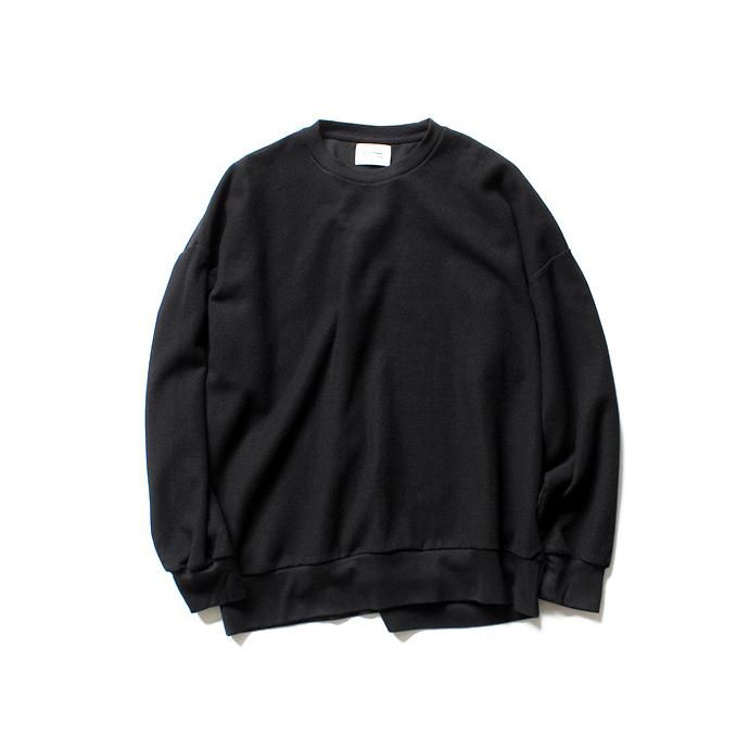 135104162 blurhms ROOTSTOCK / Rough & Smooth Thermal Loose Fit Crew-neck L/S BHS-RKAW18004 - Black 01