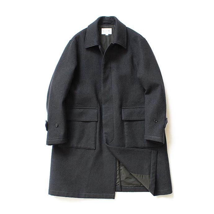 136034261 STILL BY HAND / CO0583 シンサレート中綿入り ウールツイルバルカラーコート - Charcoal 01